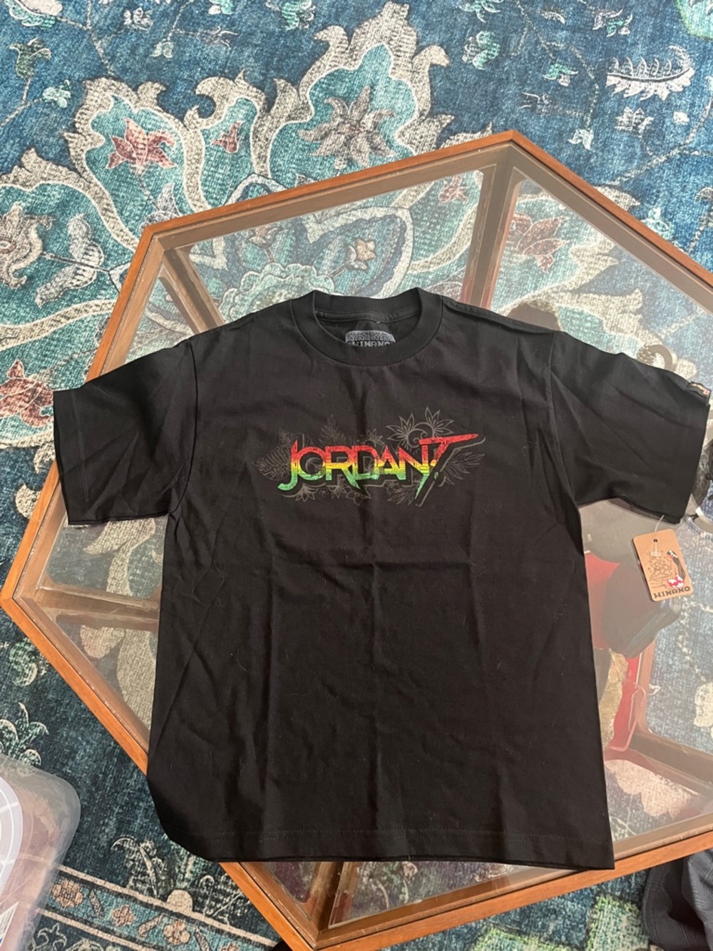 Jordan Black Short-Sleeve Tee with Multicolor Logo Graphic